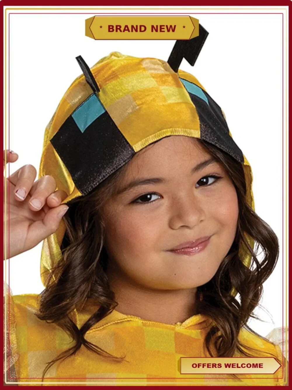 Minecraft Bee Girl Hooded Dress Kids Halloween Costume Size S